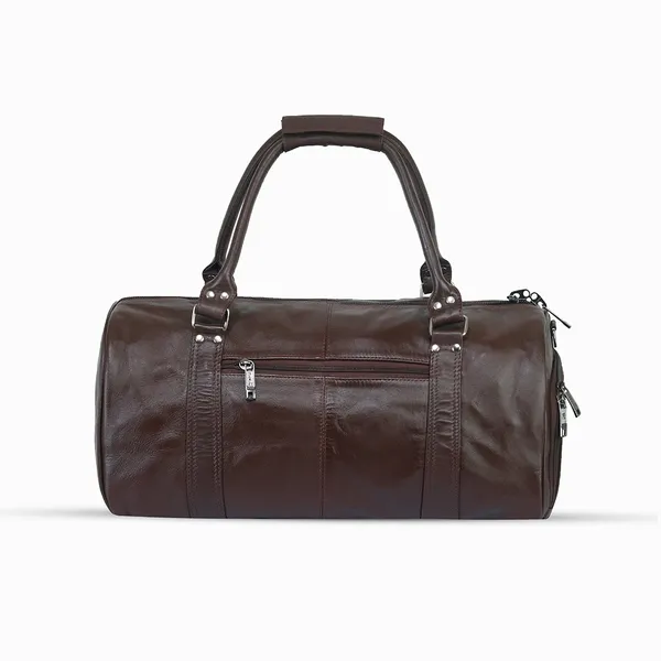 High Quality Travel/Gym Bag with Shoe Compartment – Color: Brown – View 3