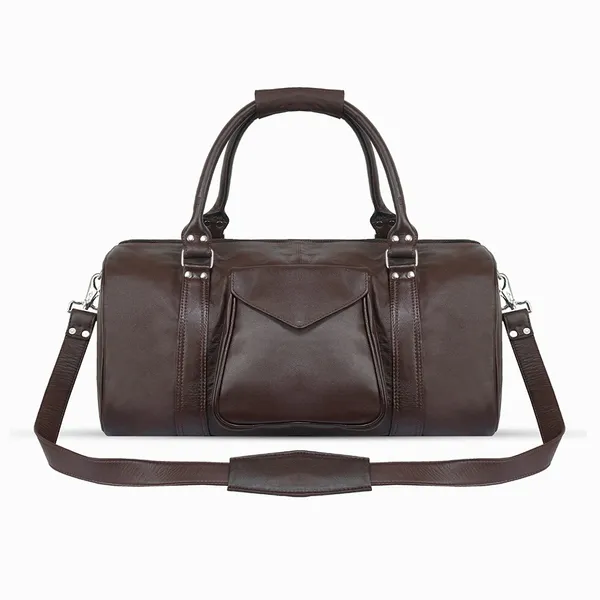 High Quality Travel/Gym Bag with Shoe Compartment – Color: Brown – View 5