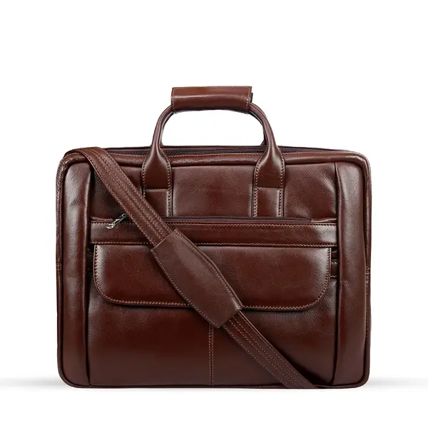 Original Genuine Cow Leather Hi Quality Corporate Office Bag – Color: Brown – View 2