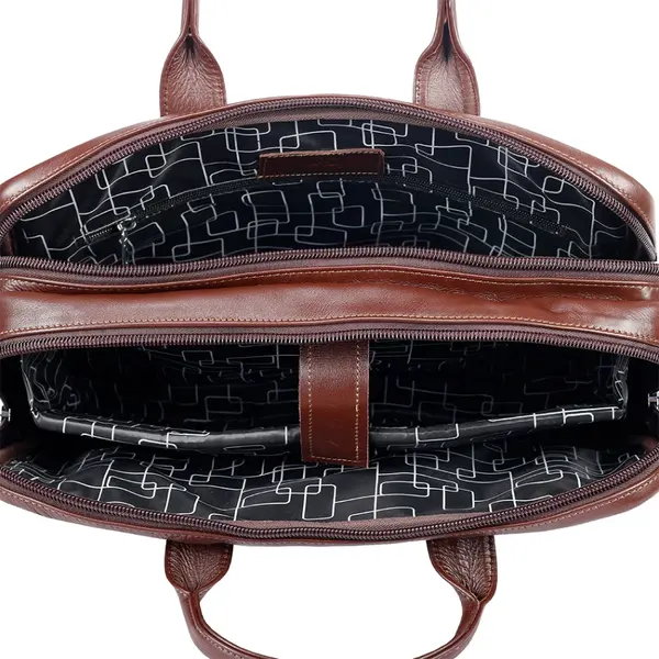 Original Genuine Cow Leather Hi Quality Corporate Office Bag – Color: Brown – View 3