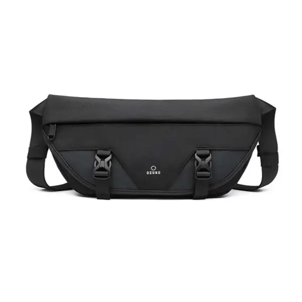Ozuko 9529 Waterproof New Stylish Designer Waist Bag for Sports & Travel – Color: Black – View 1