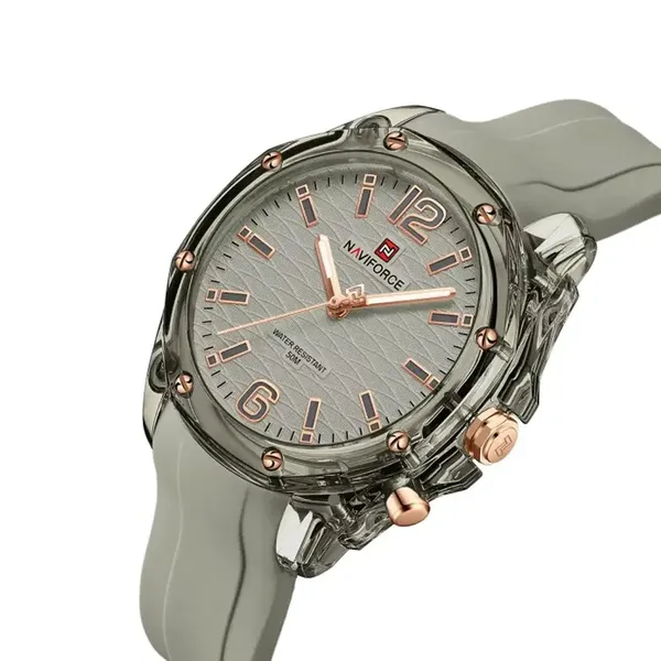 Naviforce 6103 Analog Silicone Strap Casual Men's Watch – Dial Color: Grey, Strap Color: Grey – View 2