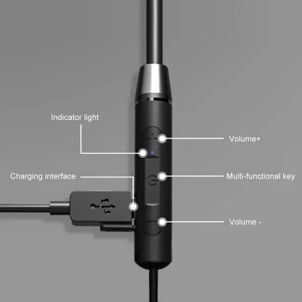 Lenovo HE06 Wireless Neckband Headphones With Working Time 8 Hours – Color: Black – View 3