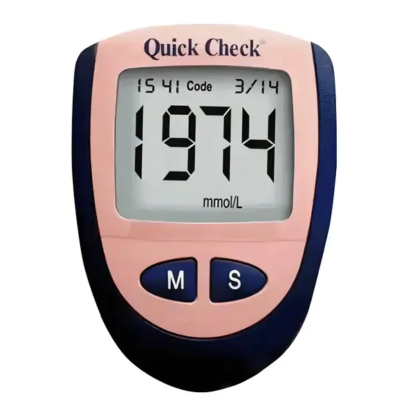 Quick Check Self-Monitoring Digital Blood Glucose Test Meter – View 1