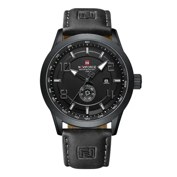 NAVIFORCE NF9229 Youth Retro Fashion Luminous Quartz Men's Watch – Dial Color: Grey, Strap Color: Black – View 1