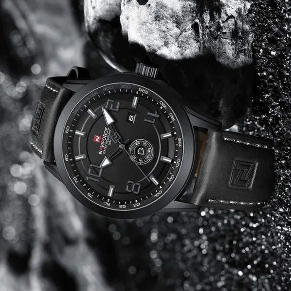 NAVIFORCE NF9229 Youth Retro Fashion Luminous Quartz Men's Watch – Dial Color: Grey, Strap Color: Black – View 4