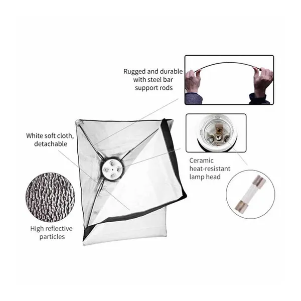 Photography 50x70CM Lighting Four Lamp Softbox Kit With Base Holder – View 3