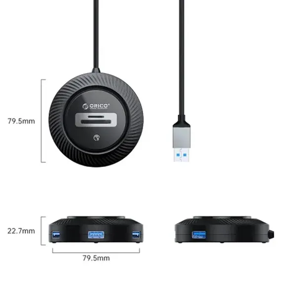 Orico YK4-U3-03 4-Port USB Hub With Audio Mic – View 2