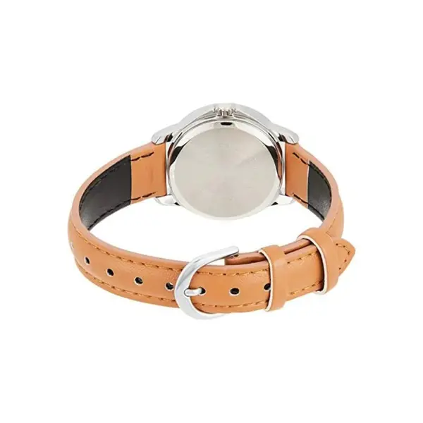 CASIO LTP-V004L-1BUDF Classic Leather Strap Stainless Steel Women's Analog Quartz Watch – Dial Color: White, Strap Color:  Brown  – View 2