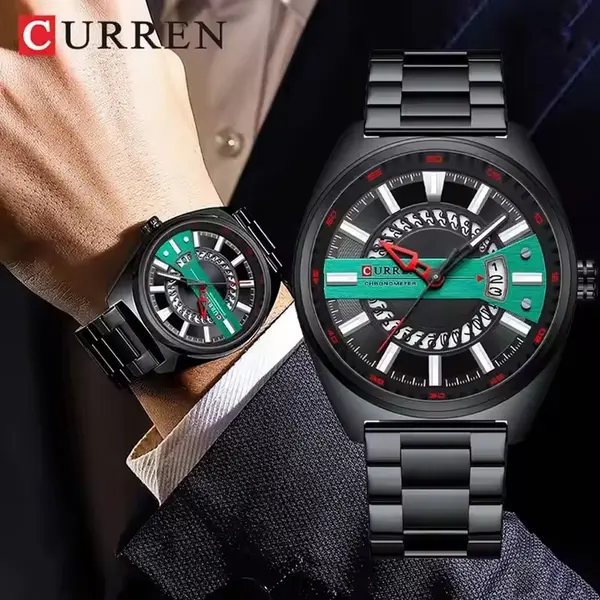 Curren 8403 High-Quality Stainless Steel Fashionable Men's Watch – Dial Color: Black, Strap Color: Black – View 5