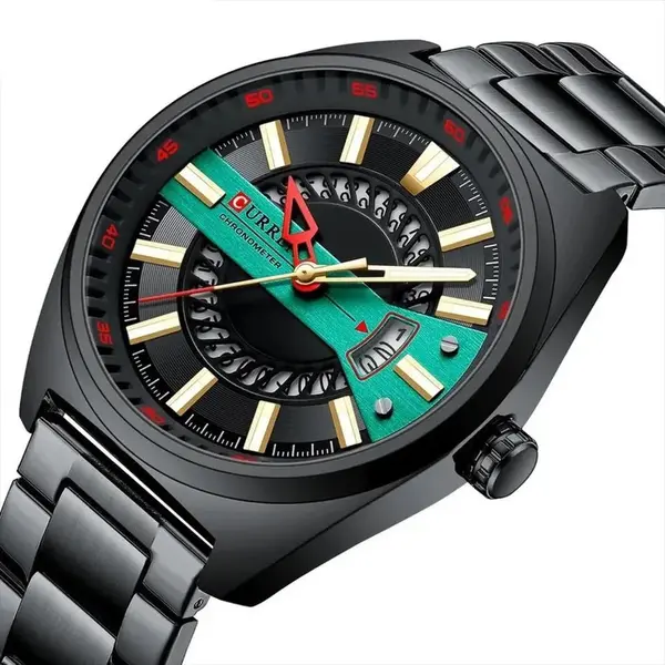 Curren 8403 High-Quality Stainless Steel Fashionable Men's Watch – Dial Color: Black, Strap Color: Black – View 3