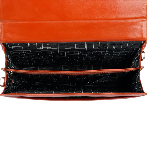 Mens Messenger Bag 15.6 Inch Waterproof Leather Office Work Bag – Color: Orange – View 3