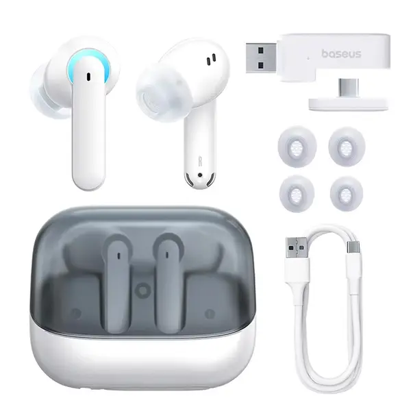 Baseus Gaming TWS AeQur G10 ANC 4mic True Wireless Earphones – Color: White – View 2