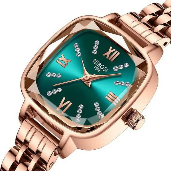 Nibosi 2535 Luxury Stainless Steel Analog Women's Watch – Dial Color: Rose, Strap Color: Gold  – View 2