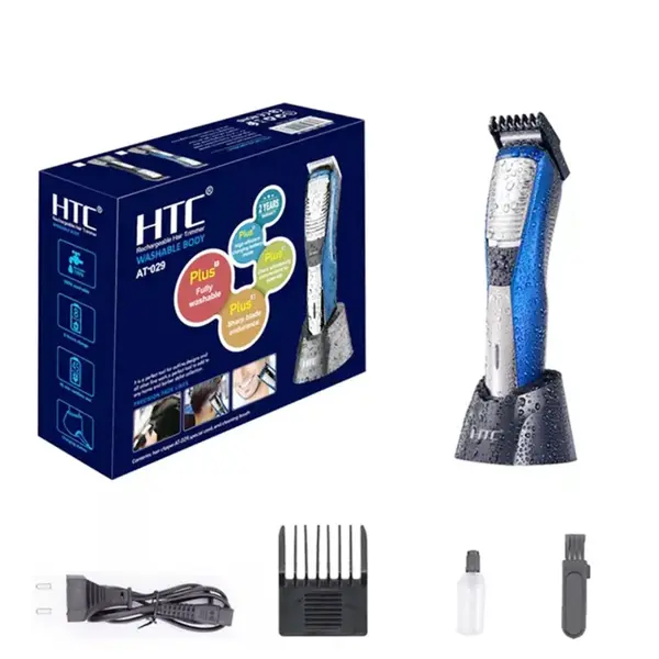 HTC AT-029 Waterproof Rechargeable Cordless Trimmer For Men – Color: Blue – View 3