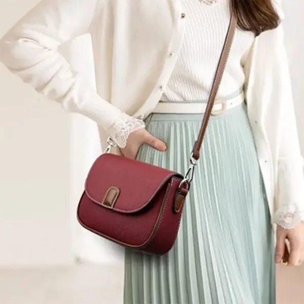 Women's Maroon PU Leather Crossbody Shoulder Bag – View 3