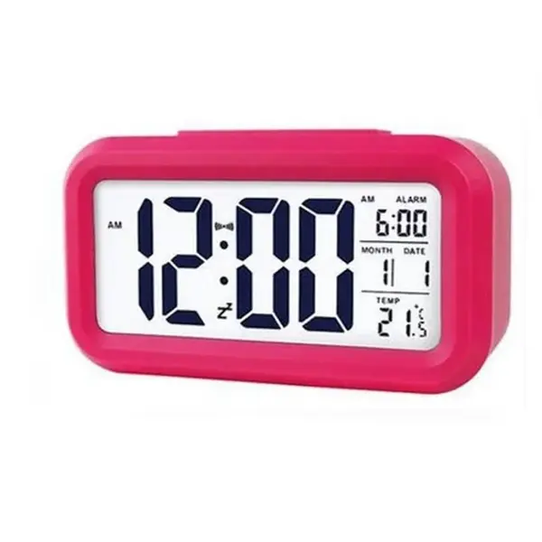 Data Time Calendar Desktop Multifunction LED Digital Table Clock – Color: Pink – View 1