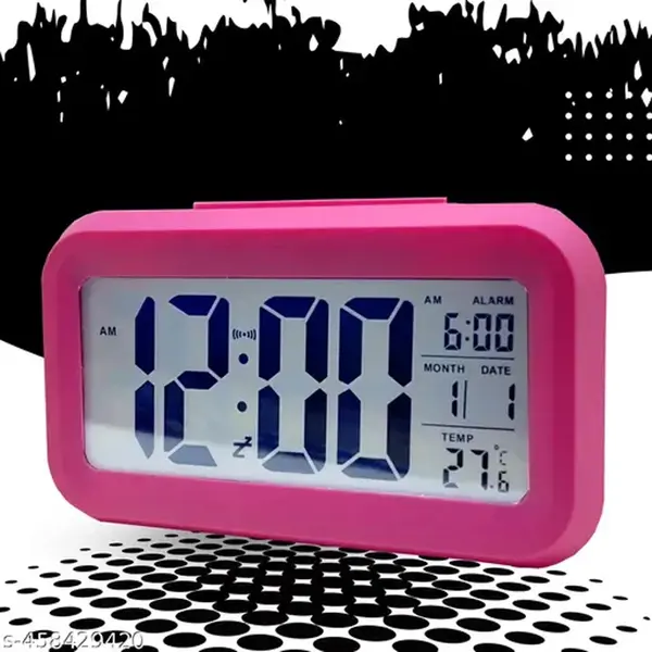 Data Time Calendar Desktop Multifunction LED Digital Table Clock – Color: Pink – View 2