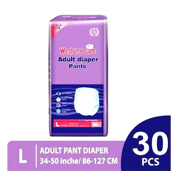 Wesburg Super Absorption Care Adult Diaper Pant – Size: L, Quantity: 30 pcs – View 1
