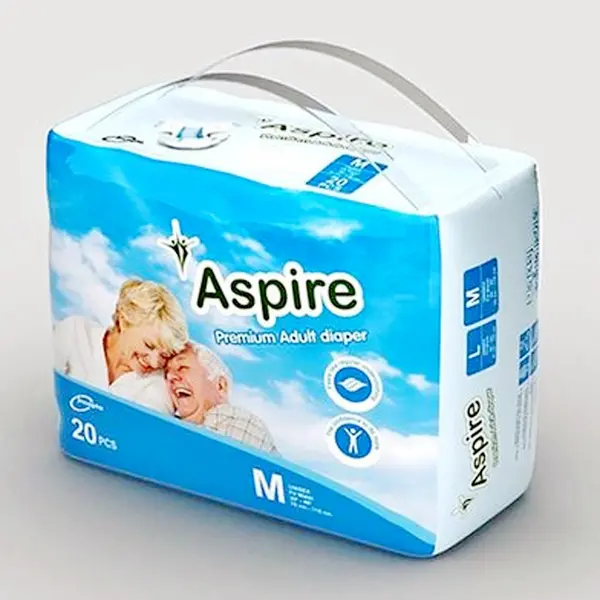 Aspire Premium Unisex Adult Belt System Diaper – Size: M, Quantity: 20 pcs – View 2