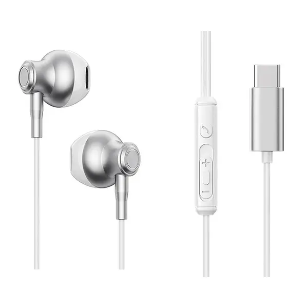 Joyroom JR-EC07 TYPE-C Series Half In-Ear Wired Earphones – Color: White – View 1