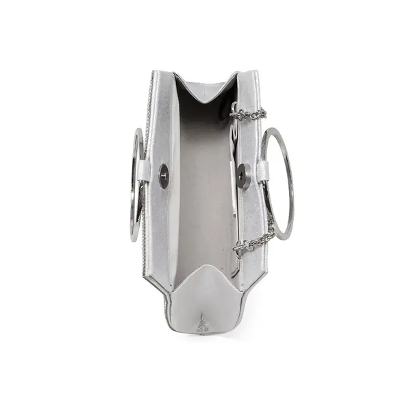 Synthetic Material & Magnetic Closure Party Silver Clutche – View 3