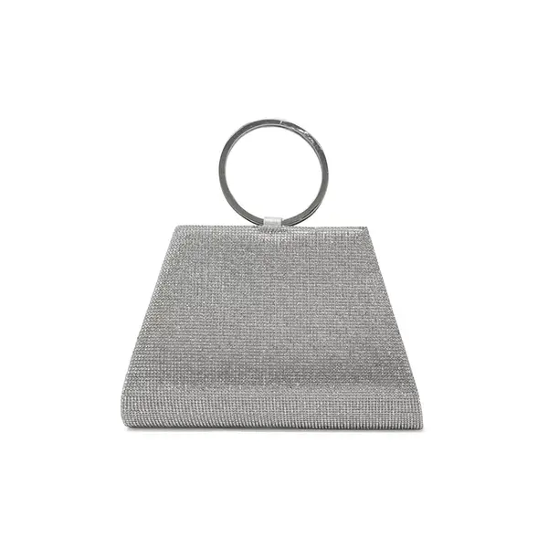 Synthetic Material & Magnetic Closure Party Silver Clutche – View 2