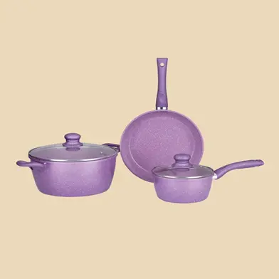 Gazi FE 2208 - 5C Non-Stick Cookware Fry Pan Set - Pink color – View 2