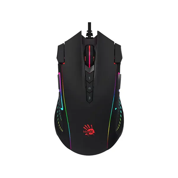 A4TECH Bloody J90S 2 Fire RGB Animation Black Gaming Mouse – View 1