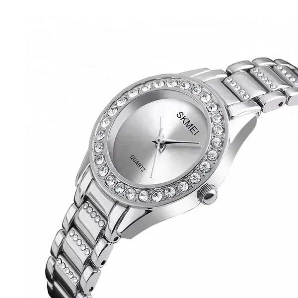 SKMEI 1262 Women Stainless Steel Strap Quartz Watch – Dial Color: Silver, Strap Color: Silver – View 2