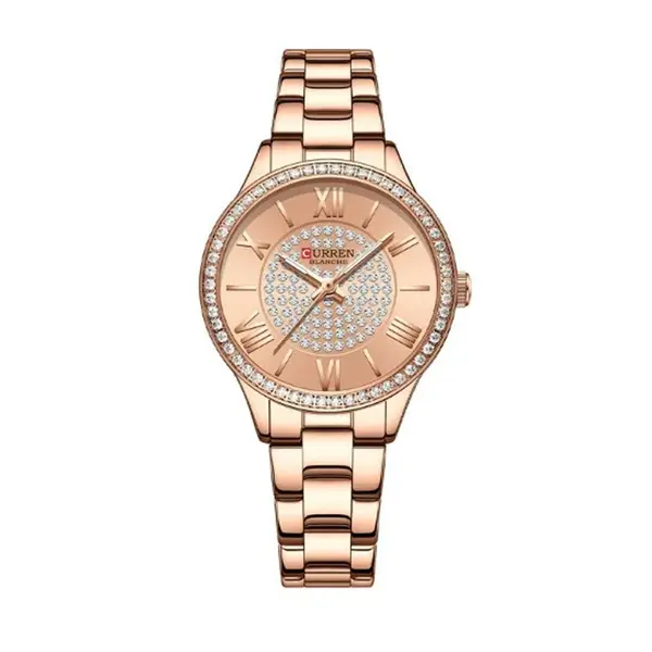 Curren CUR218 Women's Blanche Rhinestone Waterproof Watch – Dial Color: Brown, Strap Color:  Brown  – View 1