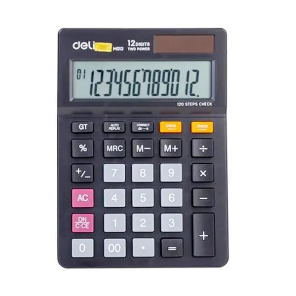 Deli EM01320 Check and Correct Plastic Desktop Calculator 12 Digits – View 1
