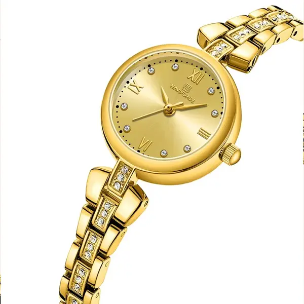 NAVIFORCE NF5034 Simple Luxury Zinc Alloy Bracelet Women Casual Watch – Dial Color: Gold, Strap Color: Gold  – View 2