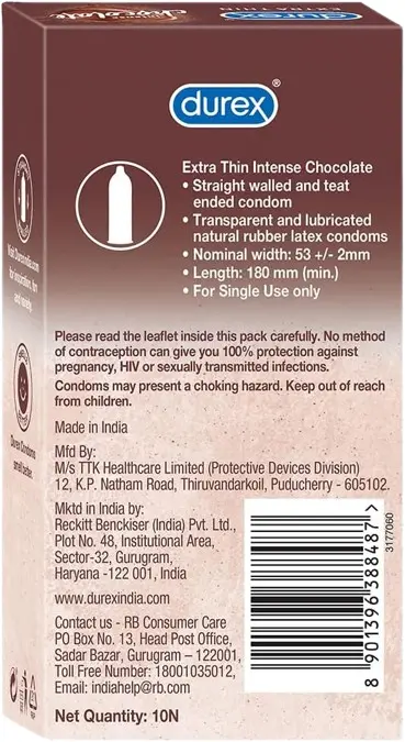Durex Extra Thin Chocolate Flavoured Condoms (10 Pcs Pack) – View 2