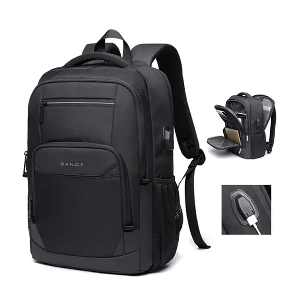 Bange BG-1922 16 inch Men Oxford Fabric Waterproof Backpack – Color: Black – View 2