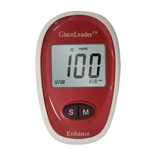 GlucoLeader Enhance Digital Diabetes Testing Machine – Color: Red – View 1