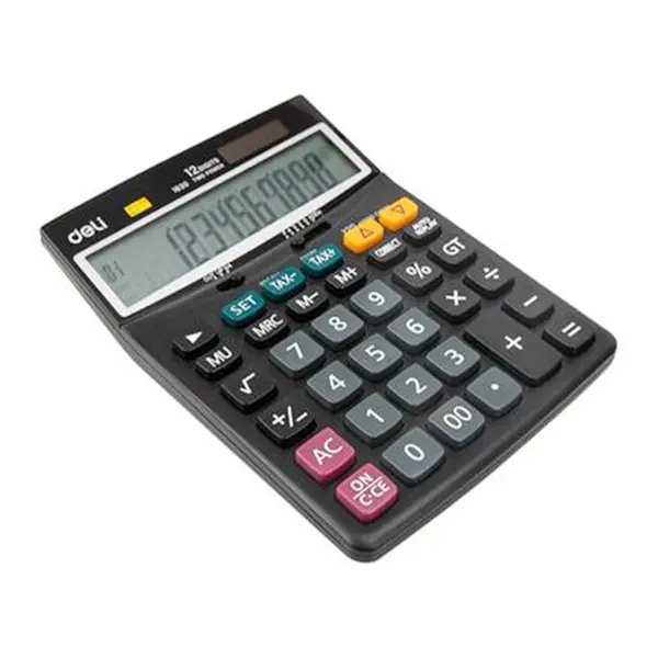 Deli E1630 Dual Power Supply Basic Calculator Black – View 2