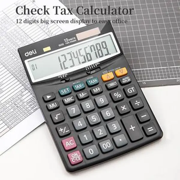 Deli E1630 Dual Power Supply Basic Calculator Black – View 4
