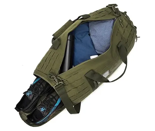 QT&QY 40L Military Tactical Duffle Men Sport Gym Bag – Color: Green – View 2
