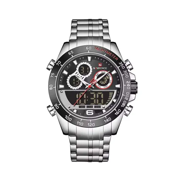 Naviforce NF9188 Luxury Stainless Steel Strap Analog Digital Sports Men's Watch – View 1
