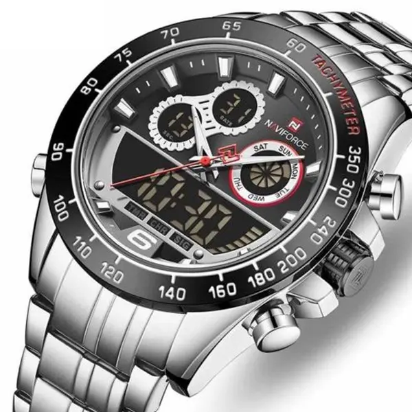 Naviforce NF9188 Luxury Stainless Steel Strap Analog Digital Sports Men's Watch – View 2