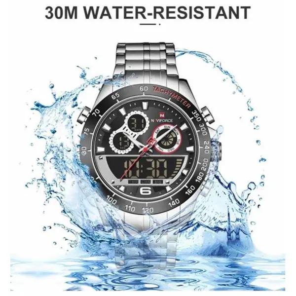 Naviforce NF9188 Luxury Stainless Steel Strap Analog Digital Sports Men's Watch – View 3