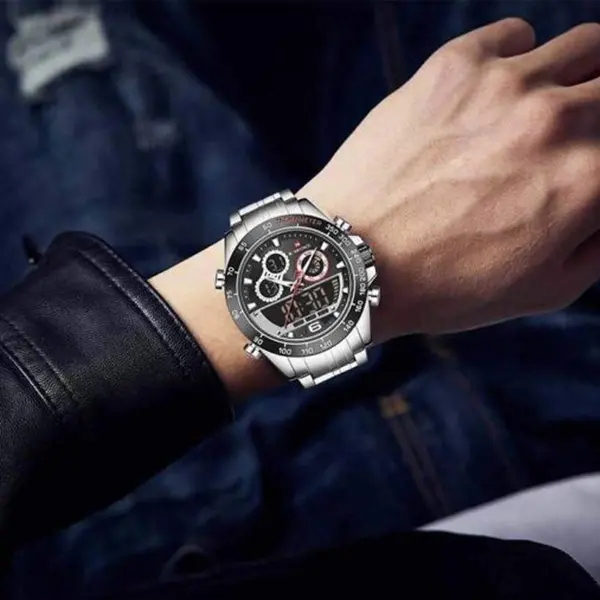 Naviforce NF9188 Luxury Stainless Steel Strap Analog Digital Sports Men's Watch – View 5