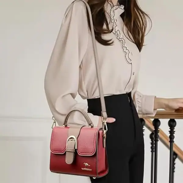 Contrast Luxury & Stylish Design Color Women Shoulder Bag – Color: Red – View 2
