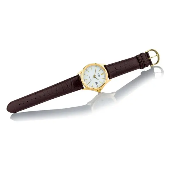 CASIO MTP-1183Q-7ADF Enticer Analogique Gold Dial Pure Leather Strap Watch  – View 5