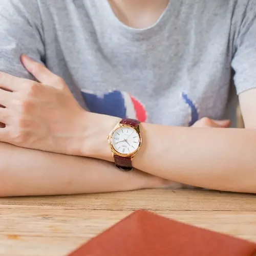 CASIO MTP-1183Q-7ADF Enticer Analogique Gold Dial Pure Leather Strap Watch  – View 8