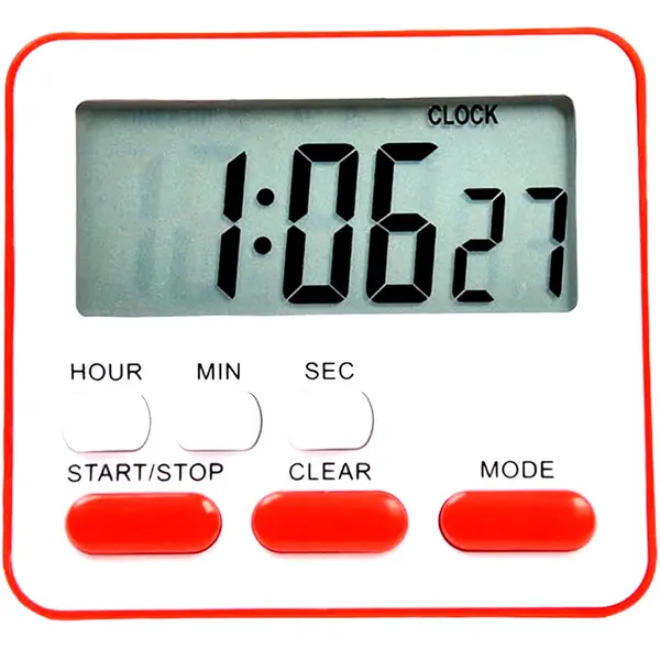 Kitchen Clock English 24-hour Electronic Timer LCD Digital Reminder Table Clock – Color: Red – View 1