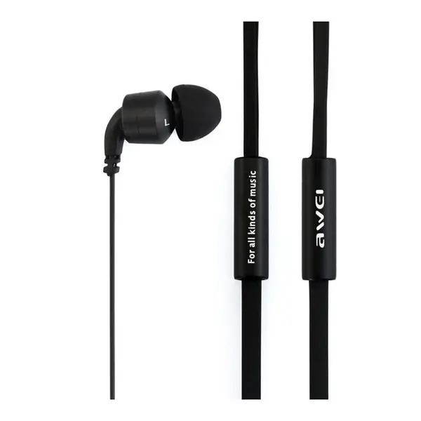 Awei ES-13i 3.5mm Wired Earphone – Color: Black – View 2