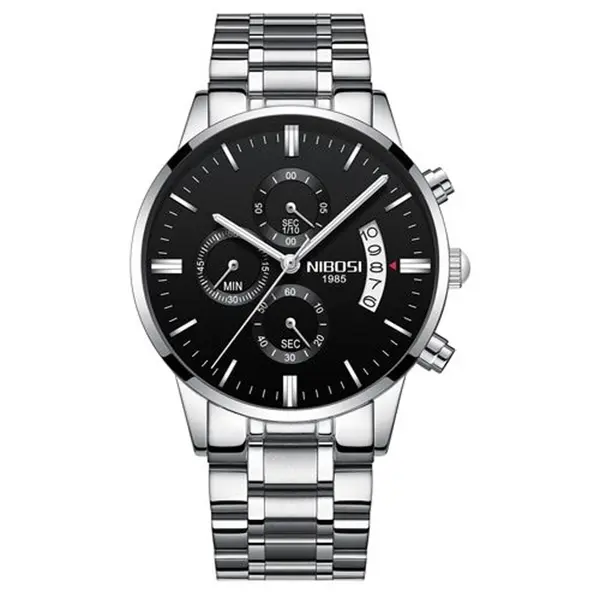 Nibosi 2309 Stainless Steel Multifunctional Classical Men's Watch – Dial Color: Beige, Strap Color: Silver – View 1