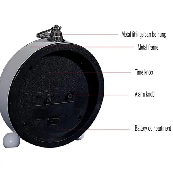 Bedroom Retro Silent Non Ticking Desktop Alarm Clock – View 5
